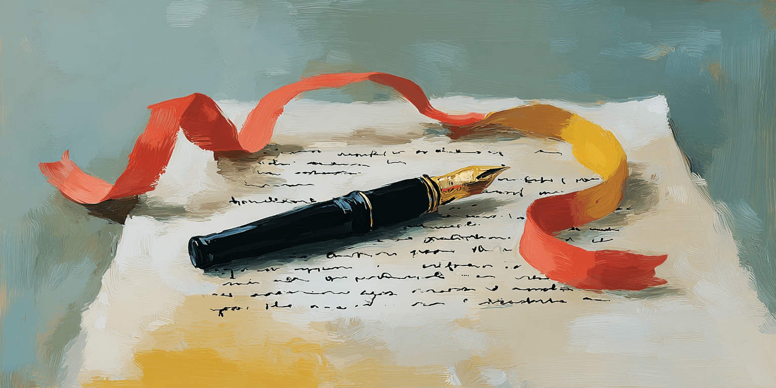 Classic black fountain pen on a legal document with redline markings